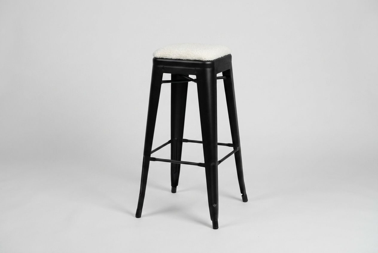 Steel velour bar stool with seat cushion