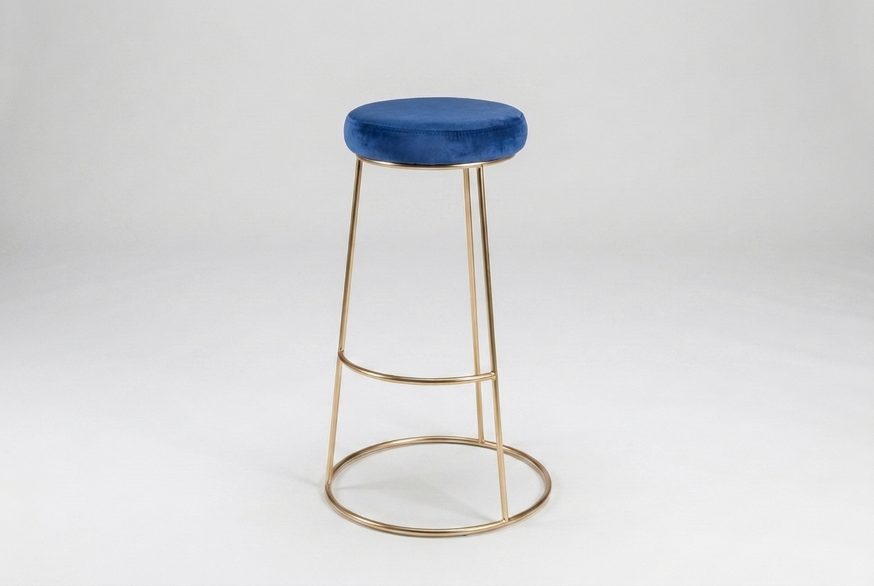 Iconic Rose Gold bar stool with seat cushion