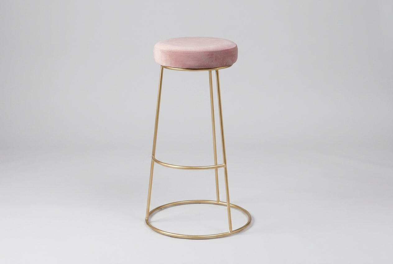 Iconic Rose Gold bar stool with seat cushion