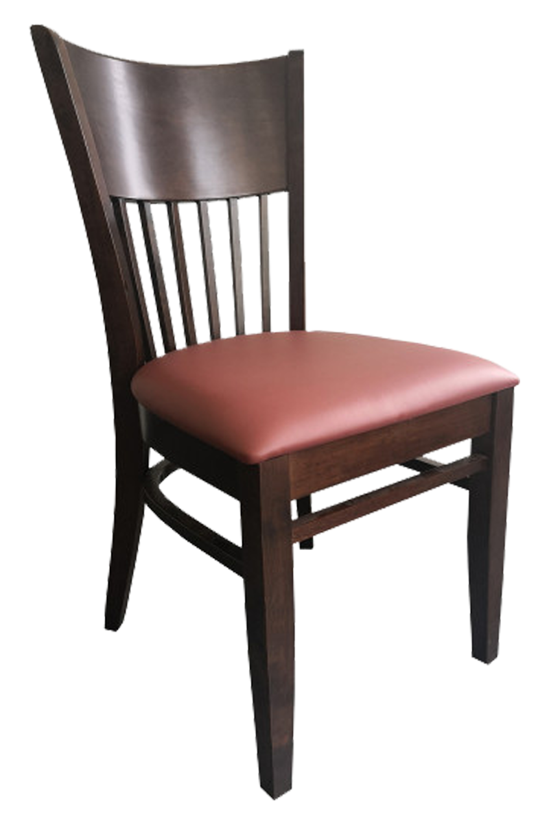 Restaurant chair in solid wood Vera Colonial faux leather red