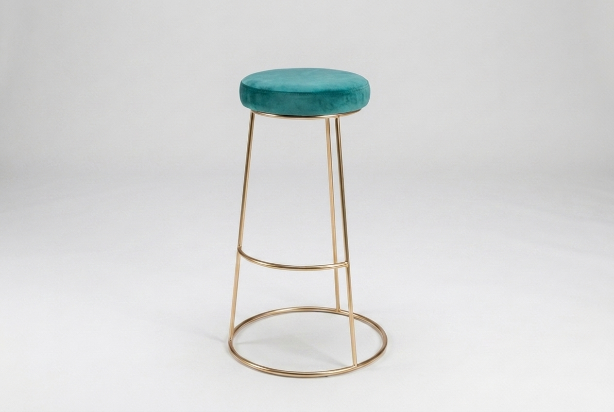 Iconic Rose Gold bar stool with seat cushion