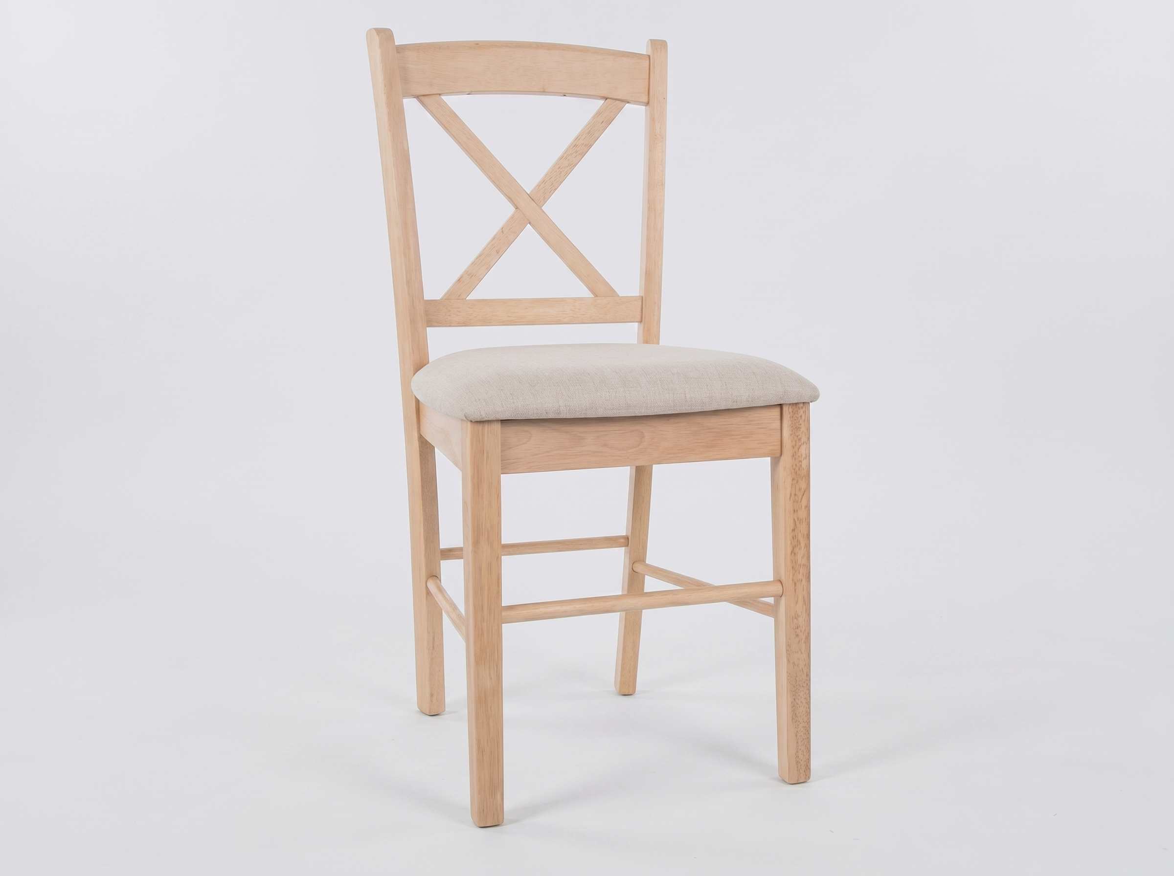 Restaurant bistro chair in Hevea wood solid wood Gigi microfibre beige natural