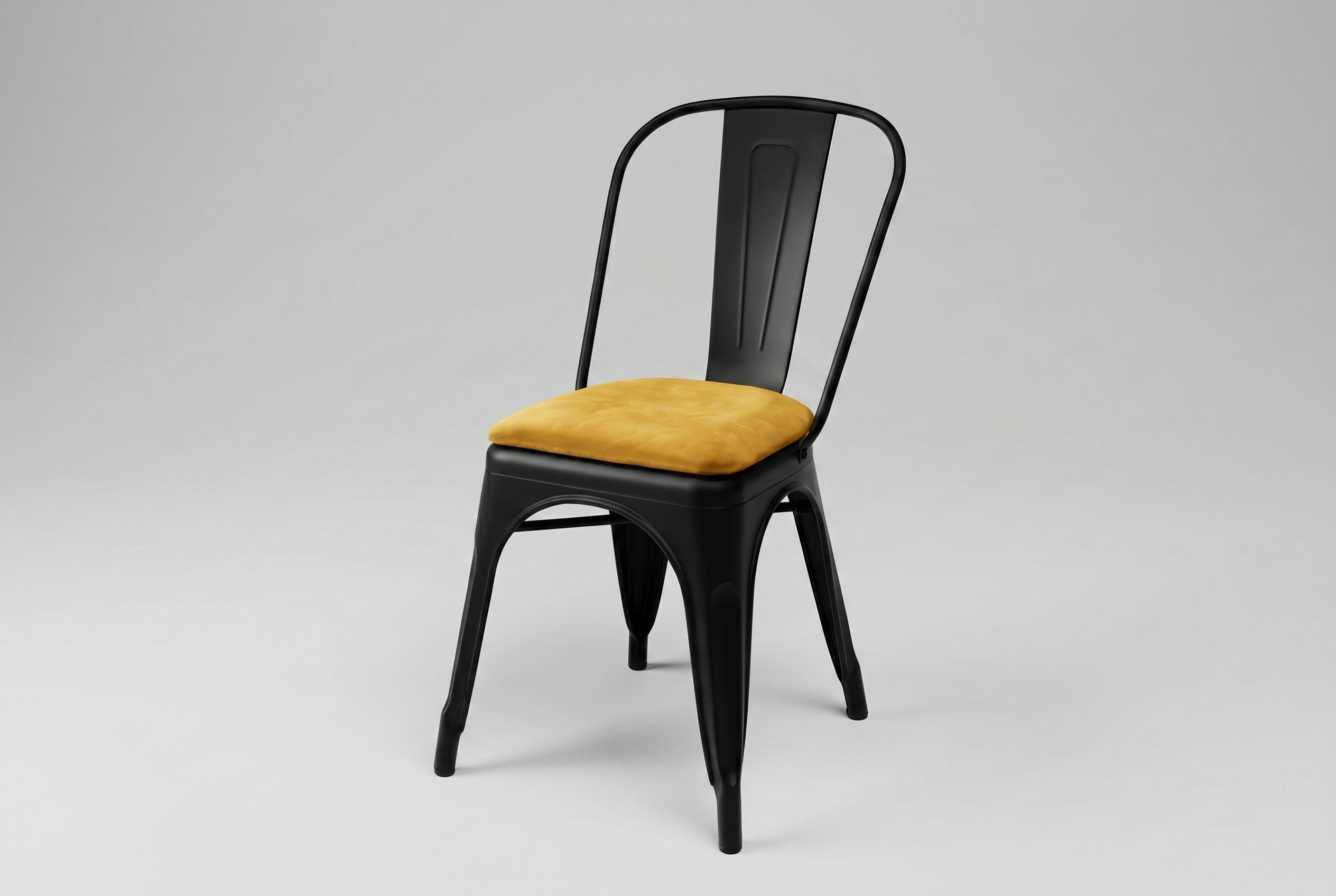 Restaurant bistro chair in steel velour with seat cushion