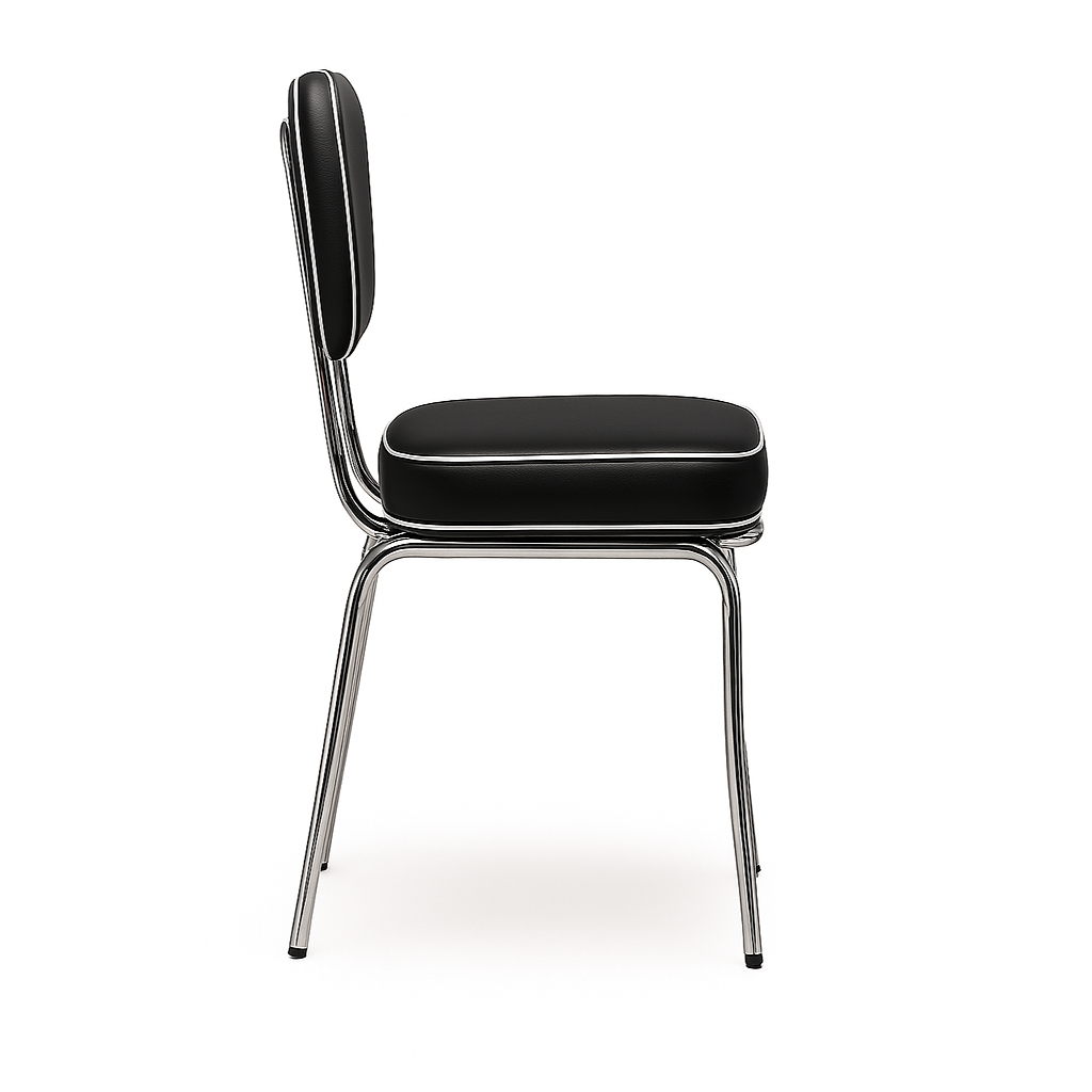 American Diner chair retro faux leather black glossy