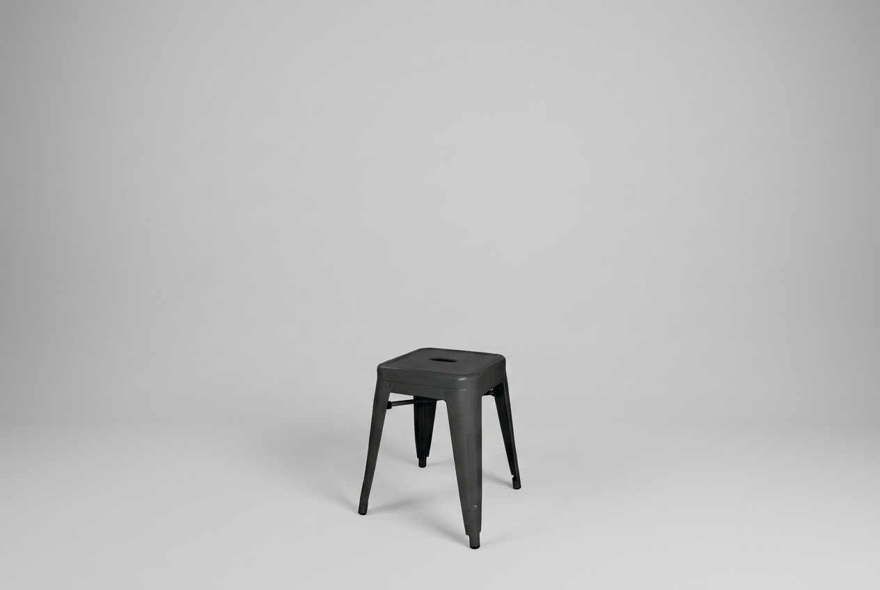 Stella steel restaurant stool in black and gray