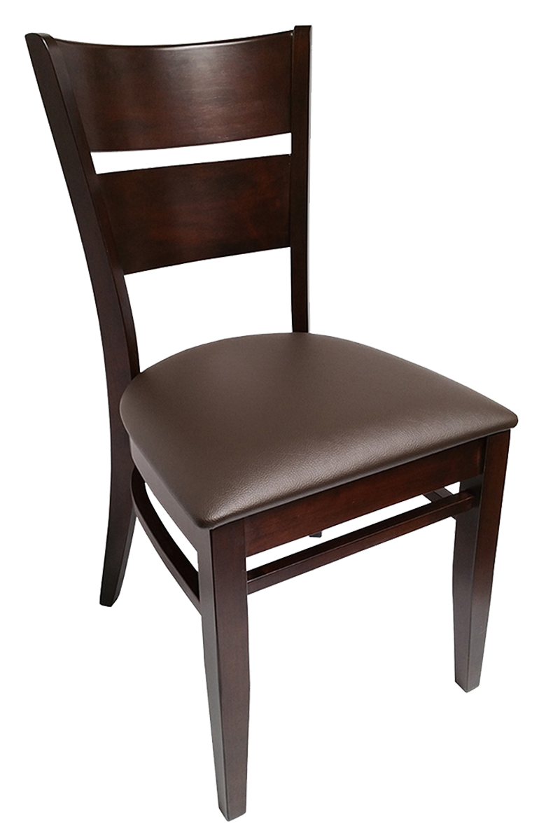 Solid wood restaurant chair Grace faux leather brown red