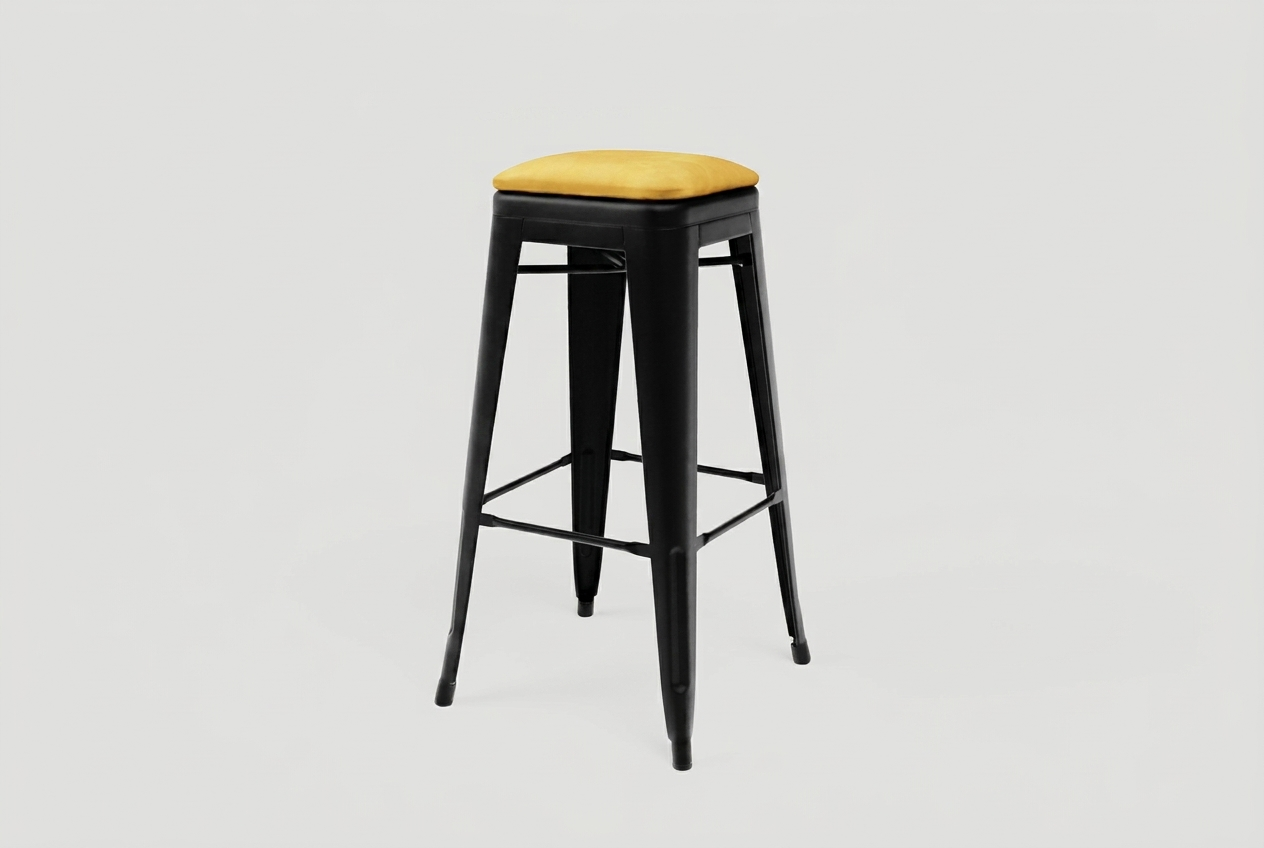 Steel velour bar stool with seat cushion