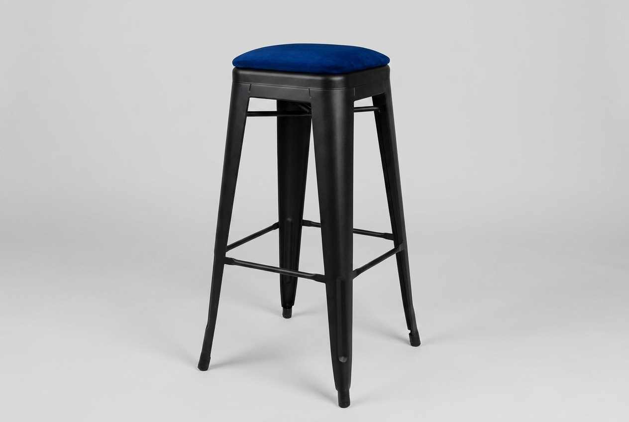 Steel velour bar stool with seat cushion
