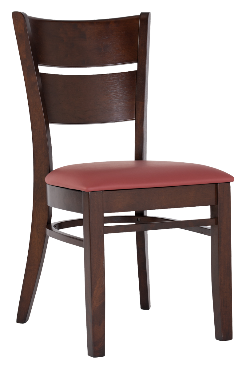 Restaurant chair in solid wood Grace faux leather red