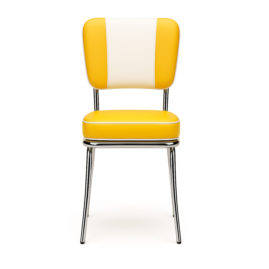 American Diner chair retro faux leather yellow glossy