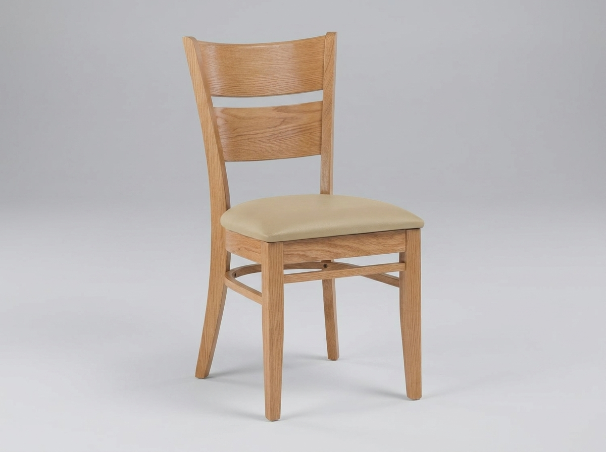 Restaurant bistro chair in solid wood Grace faux leather brown red