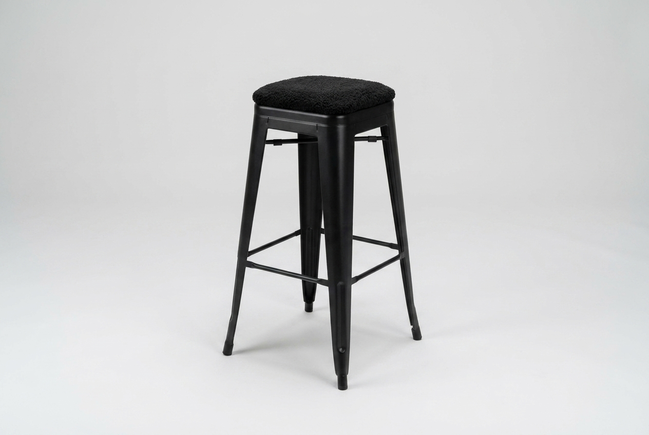 Steel velour bar stool with seat cushion