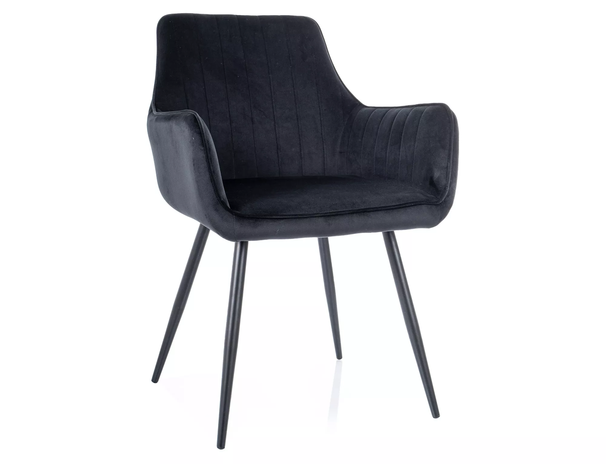 Restaurant bistro chair Silvia velvet fabric in black with armrest Restaurant bistro chair Silvia velvet fabric in black with armrest