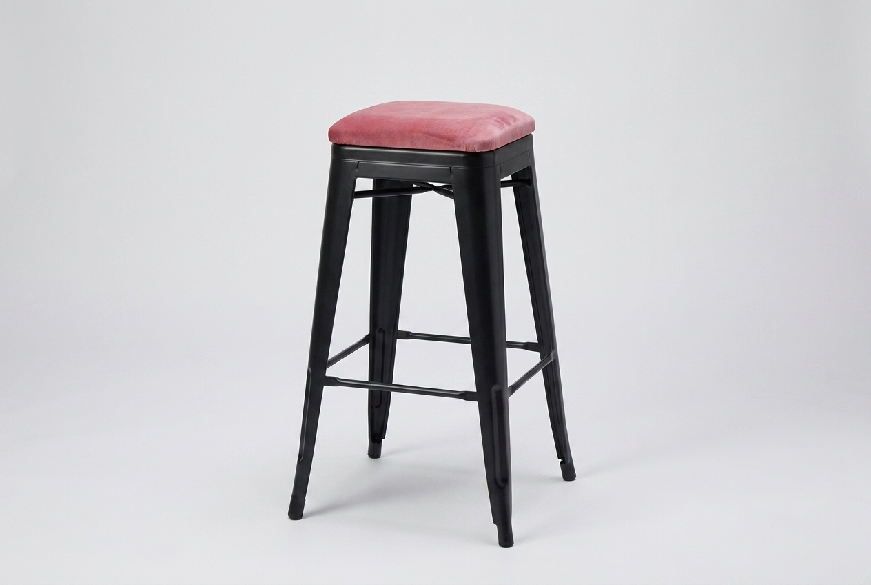 Steel velour bar stool with seat cushion