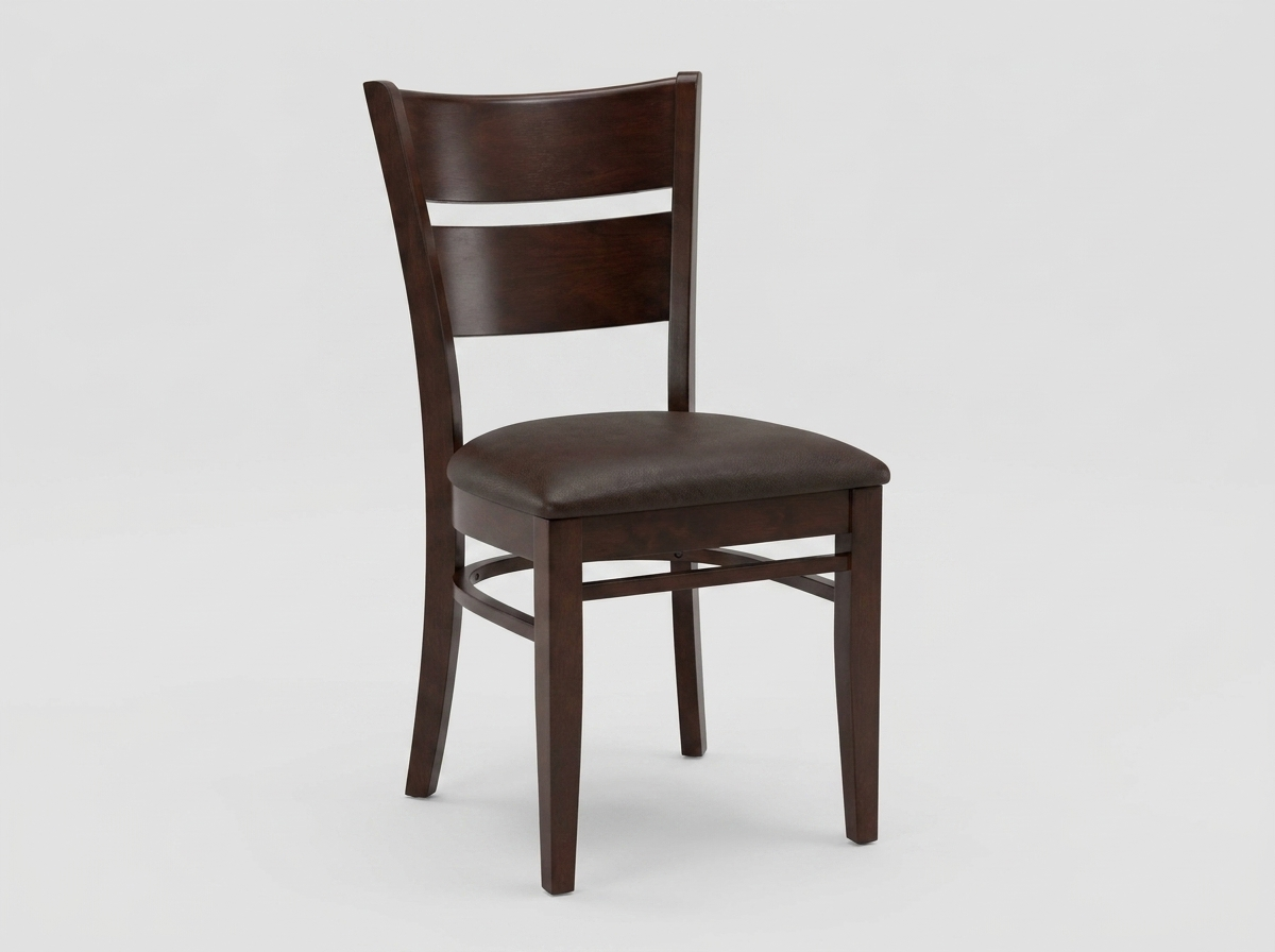 Restaurant chair in solid wood Grace faux leather brown