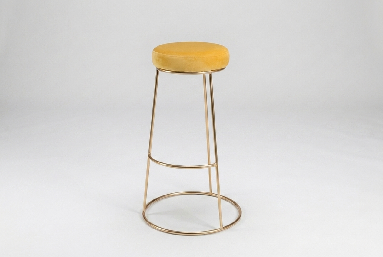 Iconic Rose Gold bar stool with seat cushion