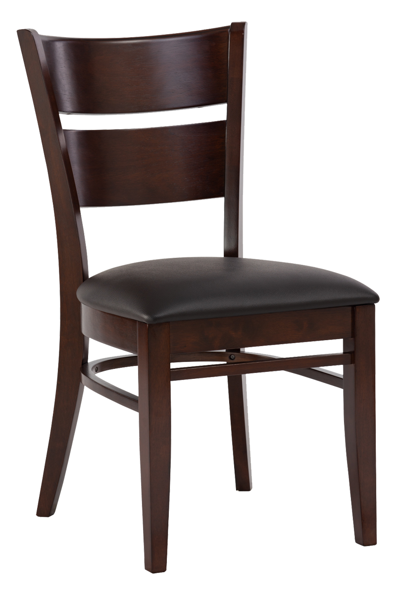 Restaurant chair in solid wood Grace faux leather brown