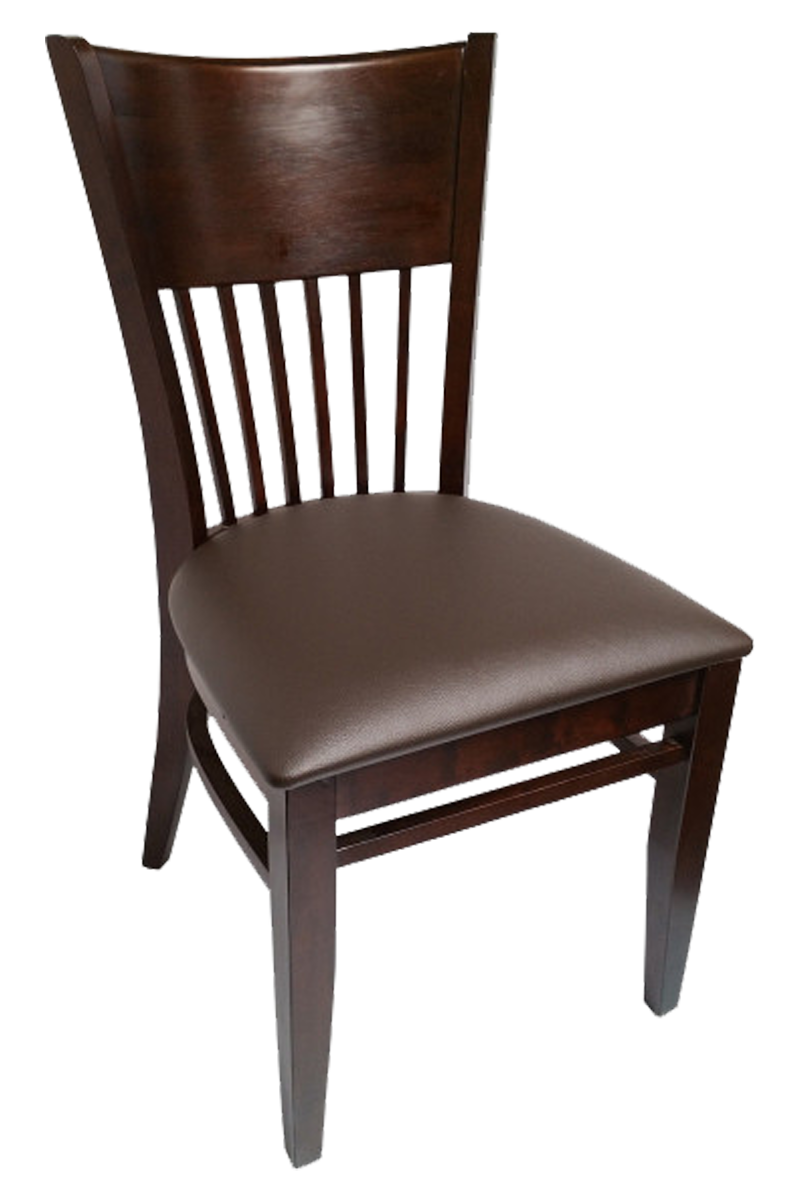 Restaurant chair in solid wood Vera colonial faux leather brown Restaurant chair in solid wood Vera colonial faux leather brown
