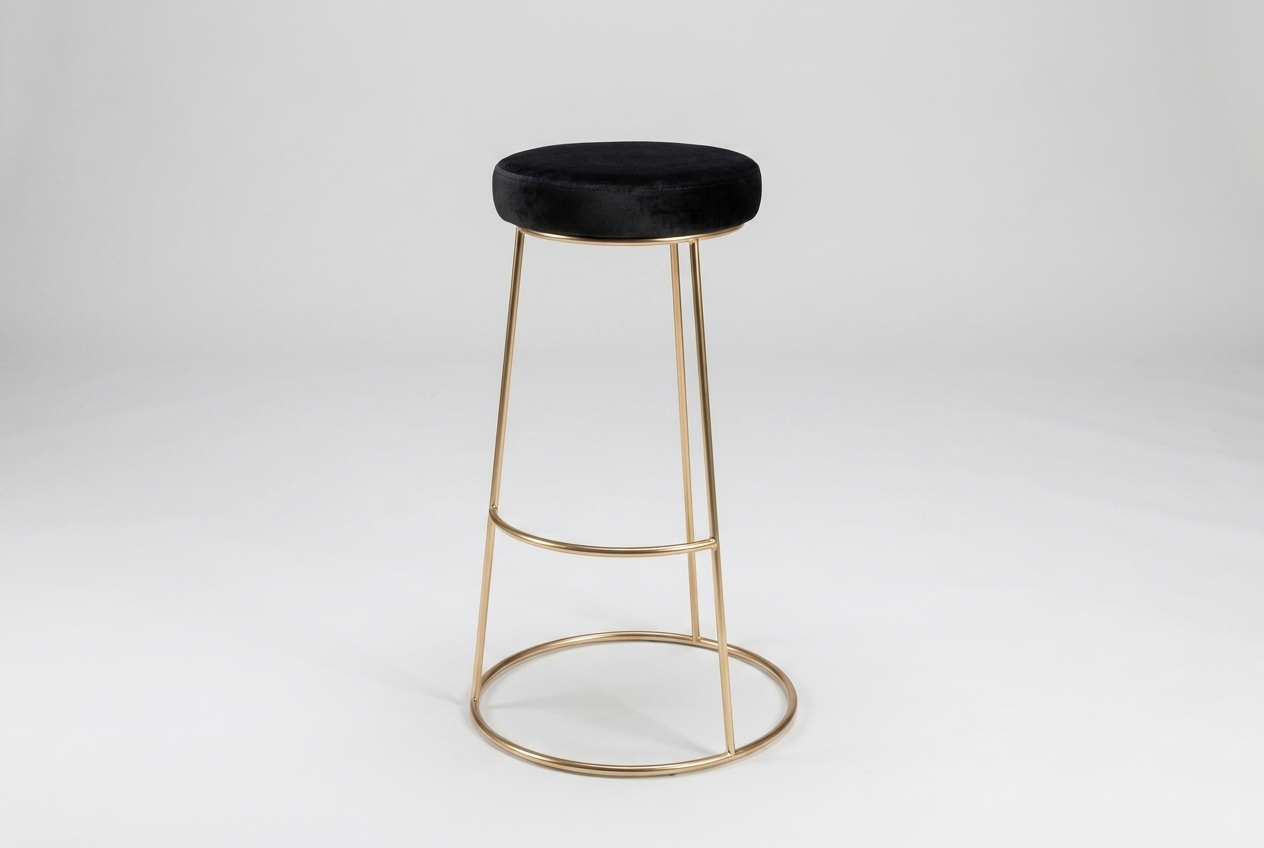 Iconic Rose Gold bar stool with seat cushion