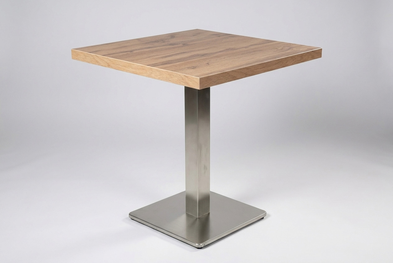 Restaurant bistro table 80x80cm Andora oak guest table table leg silver