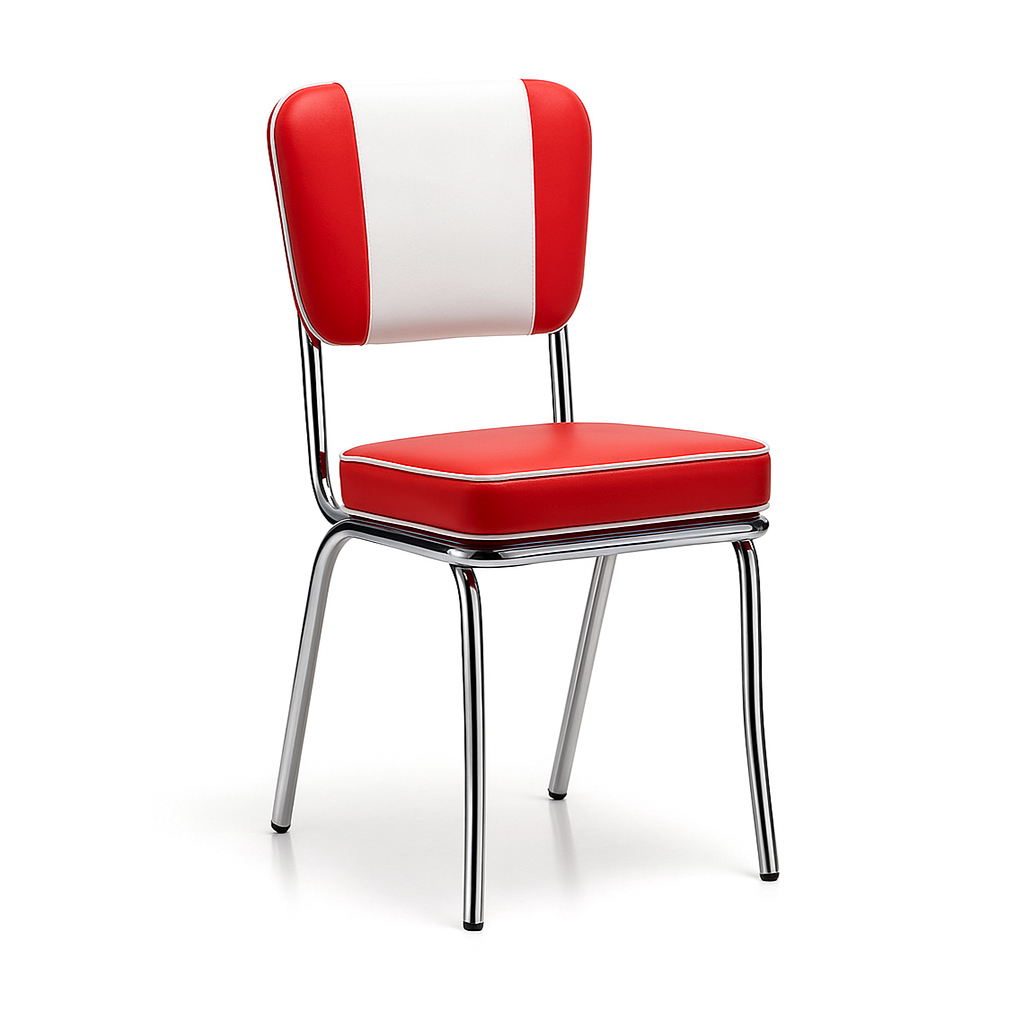 American Diner chair retro faux leather red glossy